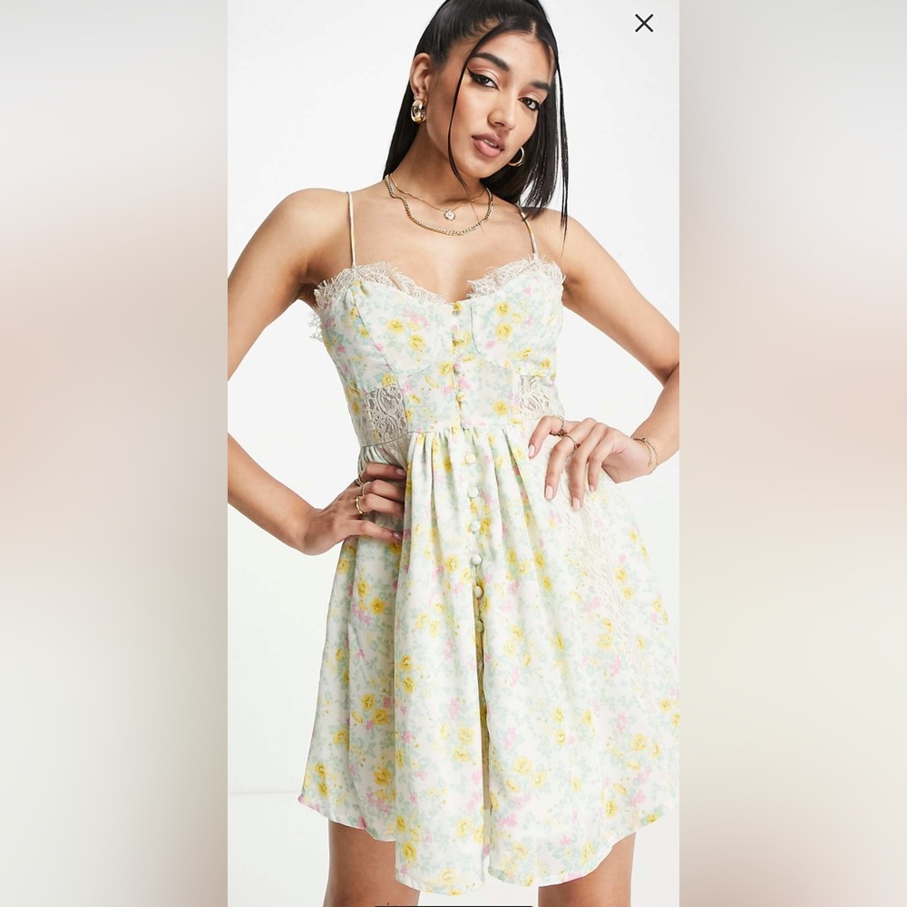 ASOS DESIGN lace trim button up cami sundress